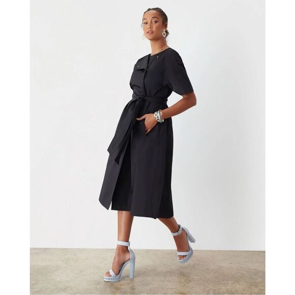 GSTQ Women's Convertible Trench Black Size Medium NEW NWT - Picture 2 of 10